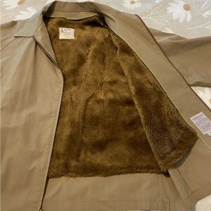Men’s Vintage London Fog Tan Jacket Faux Fur Lined 46 Long